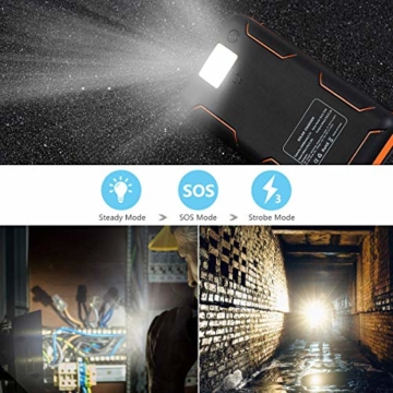 A ADDTOP Solar Powerbank 25000mAh Tragbare Solar Ladegerät mit 4 Solarpanels, Outdoor wasserfester externer Akku mit 2 USB Ports für Smartphones, Tablets und mehr - 7