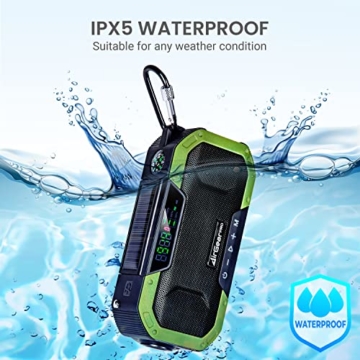 AirGearPro Kurbelradio mit Handyladefunktion Solar, 5000 mAh Powerbank mit USB-Ausgang, FM/AM, Dynamo, IPX5 wasserdicht, LED-Taschenlampe, Notfallradio ideal für Outdoor, Reisen, Wandern - 4
