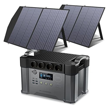ALLPOWERS Tragbares Powerstation (S2000) 1500Wh 2000W AKKU Solargenerator Mobiler Stromspeicher Power Station(4000W Spitzenwert) mit 2x 100W Faltbares Solarpanel für Home Notfall Camping RV Reise - 1