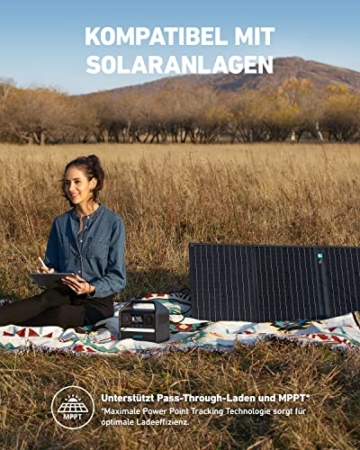 Anker 521 PowerHouse Ladestation, Kompakter Stromgenerator 256Wh, 200W 5-Port Powerstation, 1 Steckdosen, 60W USB-C PD Leistung, LiFePo4 Akkuset, LED-Licht, Für Camping, Notfälle - 8