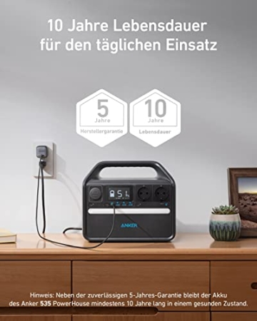 Anker 535 Power Station, Powerhouse 512Wh mit 100W Solarpanel, Ladestation mit LiFePO4, 2 Steckdosen, 60W USB-C PD Ladeleistung, LED Licht für Camping, Stromausfälle und mehr - 3