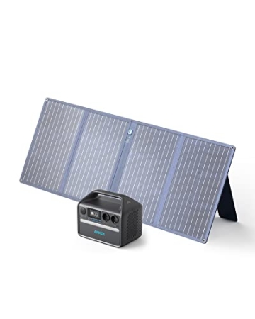 Anker 535 Power Station, Powerhouse 512Wh mit 100W Solarpanel, Ladestation mit LiFePO4, 2 Steckdosen, 60W USB-C PD Ladeleistung, LED Licht für Camping, Stromausfälle und mehr - 1