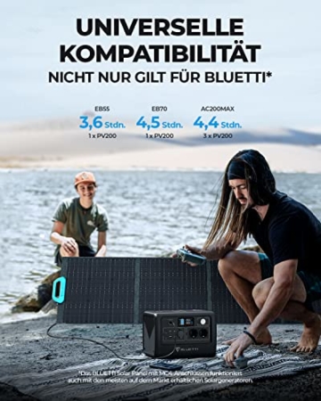 BLUETTI Solarpanel PV200, 200 Watt Solarmodul für Power Station EB3A/EB55/EB70/AC200P/AC200MAX/AC300, Tragbares Solarpanel mit Verstellbaren Ständern, Faltbares Solarladegerät für Wohnmobil, Camping - 2