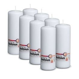 bolsius Stumpenkerzen - Weiß - 20 cm - Brenndauer 75 Stunden, 8 Stück - 1