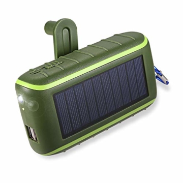 CXYP Powerbank Solar Ladegerät, 12000mAh Kurbel Power Bank Solar Generator mit Dual USB Ausgängen und Taschenlampe Externer Akku für Smartphones, Tablets und Camping - 1