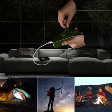 CXYP Powerbank Solar Ladegerät, 12000mAh Kurbel Power Bank Solar Generator mit Dual USB Ausgängen und Taschenlampe Externer Akku für Smartphones, Tablets und Camping - 6