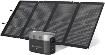 Delta Max (Delta Max1600+220WSolar Panel) Power station 1612 Wh mit 220-W-Solarmodul, 6x2400W-Wechselstromsteckdosen (5000 W Überspannung), tragbare Solargenerator für Notfälle, Camping, Wohnmobile - 1