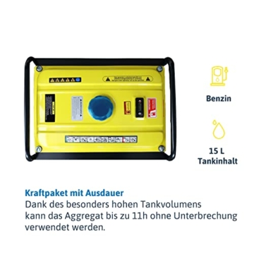 Dönges Stromerzeuger 2200 Watt, Notstromaggregat, schallgedämpft max. 70 dB mit 2 x 230V Steckdosen, 11h Betriebszeit, 15L Tank für Outdoor, Camping, Garten, Heimwerken zur mobilen Stromversorgung - 6