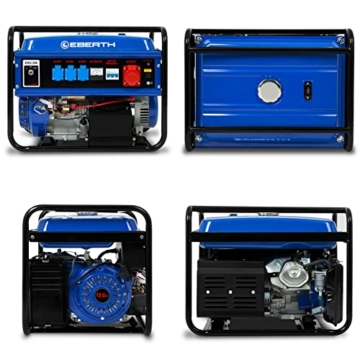 EBERTH 5500 Watt Notstromaggregat Stromerzeuger Stromaggregat mit E-Start, 13 PS Benzinmotor, 4-Takt, 3-Phasen, 1x 400V, 3x 230V, 1x 12V, automatischer Voltregler AVR, Ölmangelsicherung - 3