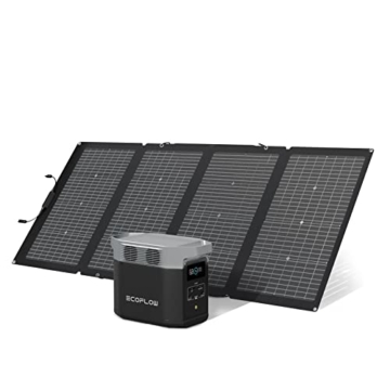 EcoFlow DELTA 2 tragbare Powerstation mit 220W Solar Panel, balkonkraftwerk mit speicher solaranlage balkon und Schnellladung als Solargenerator für die Stromversorgung, für Camping und Wohnmobile - 1