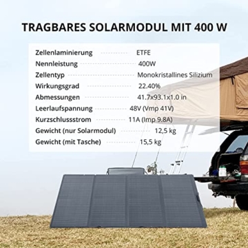 Ecoflow Solargenerator Delta Pro 3,6 kWh/3600 W mit Solarpanel auf Balkon mit 400 W, tragbares Kraftwerk für Haus, Camping, Camping im Freien, Wohnmobil und Notfall - 6