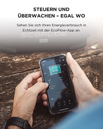 EF ECOFLOW DELTA Max (1600) 1612 kWh, tragbarer Solar-Generator mit 4 Anschlüssen, AC 2000 W (4600 W Überspannung) für Outdoor, Reisen und Camping im Wohnmobil - 6