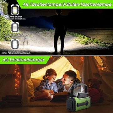 Fwiull Solar Radio, 10000mAh kurbelradio Tragbar Notfall Radio mit AM/FM, Wiederaufladbare Powerbank,LED Taschenlampe & Leseleuchte& SOS Alarm& Kompass für Wandern, Camping, Outdoor, Angeln, Notfall - 3