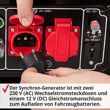 HECHT Notstromaggregat – 3000W– Stromaggregat mit Fahrwerk – 7,0 PS Benzin 4-Takt Motor – 2x 230V – 1x 12V – Ölmangelschutz – 15 l Tank – Tankanzeige – Stromerzeuger für mobile Stromversorgung - 7