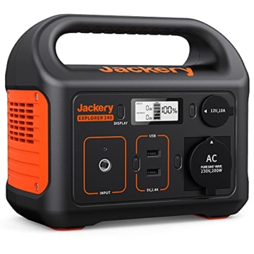 Jackery Explorer 240, 240Wh/67200mAh Tragbare Powerstation Mobiler Stromspeicher mit Reinen Sinuswellen 230V/200W Steckdose + USB, Mobile Stromversorgung für Outdoors, Unterwegs, Reise,und Camping - 1