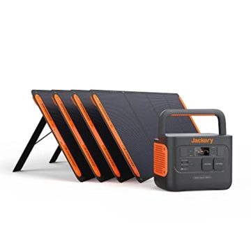 Jackery Solargenerator 1000 PRO 800W, 1002Wh Powerstation mit 4* 200W Solarmodulen, Solar&AC Schnellladung in 1,8 Std, Dual PD 100W Ports, mobile Stromversorgung für unterwegs und als Notstromaggregat - 1