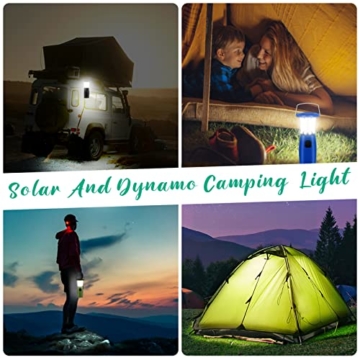 LED Campinglampe, Aufladbar Solar Camping Laternen, Camping Laterne Mit Laden per Handkurbel, Camping Laterne mit Zwei Helligkeitsmodi für Angeln Outdoor, Stromausfällen, Wandern, Notfall - 5