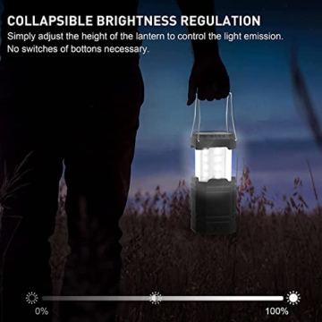 LED Campinglampe Solar, Wasserdicht LED Camping Laterne, Notfallleuchte mit Handkurbel, Eingebaute 3000mAh Akku für Wandern, Angeln, SOS, Ausfälle - 5