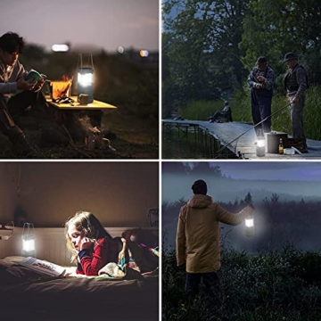 LED Campinglampe Solar, Wasserdicht LED Camping Laterne, Notfallleuchte mit Handkurbel, Eingebaute 3000mAh Akku für Wandern, Angeln, SOS, Ausfälle - 7