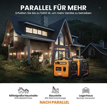 maXpeedingrods Inverter Stromgenerator 3300W Benzin 4 Takt mit USB und 230 V Steckdosen Superleise und leicht als Notstromaggregat für Camping Reise Garage Wohnwagen Baustelle - 5