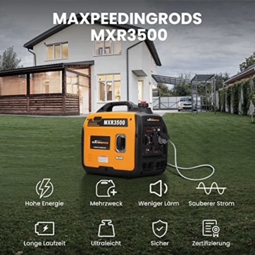 maXpeedingrods Inverter Stromgenerator 3300W Benzin 4 Takt mit USB und 230 V Steckdosen Superleise und leicht als Notstromaggregat für Camping Reise Garage Wohnwagen Baustelle - 2