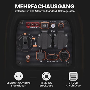maXpeedingrods Inverter Stromgenerator 3300W Benzin 4 Takt mit USB und 230 V Steckdosen Superleise und leicht als Notstromaggregat für Camping Reise Garage Wohnwagen Baustelle - 8