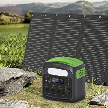 NECESPOW Tragbare Powerstation mit Faltbare Tragbare Solarpanel, 576Wh Solargenerator mit 230V/700W AC Steckdosen, LiFePO4 Batterien, 120W Solarmodule für Camping, RV, Stromausfälle, Outdoor - 2