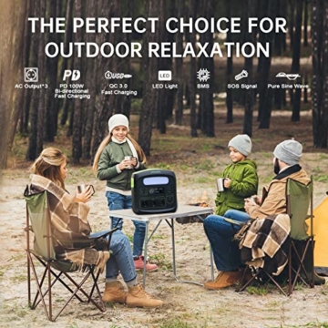 NECESPOW Tragbare Powerstation mit Faltbare Tragbare Solarpanel, 576Wh Solargenerator mit 230V/700W AC Steckdosen, LiFePO4 Batterien, 120W Solarmodule für Camping, RV, Stromausfälle, Outdoor - 7