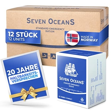 [NEU] SEVEN OCEANS - DAS ORIGINAL - Notfallnahrung [12x500g] + extra Vitamine I Extrem lang haltbarer Notvorrat [6kg] zur Krisenvorsorge I Energiereiche Outdoor Notration I Prepper Notnahrung - 1