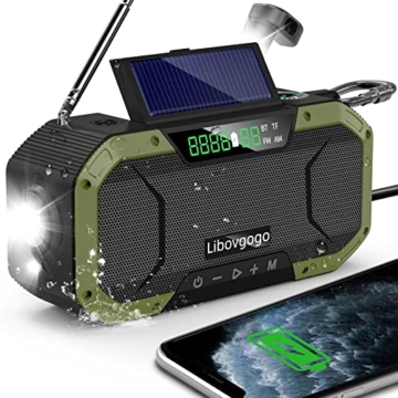 Notfall-Radio Spritzwassergeschützt Bluetooth-Lautsprecher Tragbares AM/FM Solar-Kurbelradio mit Taschenlampe LED-Leselampe Solar-Panel 5000mAh Powerbank Outdoor Camping Dynamo-Radio - 1