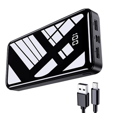Powerbank 30000mAh Große Kapazität Batterie Schwarz - Bextoo Tragbares Ladegerät ​mit 2 USB Ausgängen und USB C Eingängen, LCD Display Externer Akku für iPhone, Samsung, Huawei Handy - 1