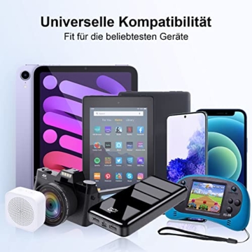 Powerbank 30000mAh Große Kapazität Batterie Schwarz - Bextoo Tragbares Ladegerät ​mit 2 USB Ausgängen und USB C Eingängen, LCD Display Externer Akku für iPhone, Samsung, Huawei Handy - 7