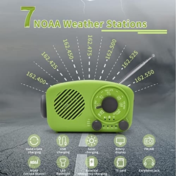 Solar Radio, Kurbelradio AM/FM Wiederaufladbare Dynamo Radio Wasserdicht LED Dynamo Lampe Powerbank f¨¹r Wandern,Camping,Ourdoor,Notfall - 3