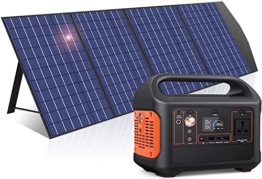 Solargenerator, 540Wh Tragbare Powerstation Stromspeicher mit 100W Faltbares Solarpanel, Solaranlage Komplettset mit AC/DC/USB/LCD Anzeige, für Mobile Reisen, Outdoor Camping Zubehör - 1