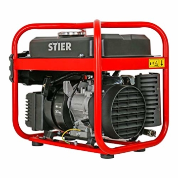 STIER Stromerzeuger SNS-200, Strom Generator, 10l Tankvolumen, 23 kg, Stromerezuger leise mit 65 dB(A), 4-Takt Motor, Inverter Stromaggregat, mit Ölsensor, Laufzeit bis zu 10 Stunden, max. 2000 W - 3