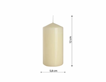 Stumpenkerzen Elfenbein Säulenkerzen Blockkerzen, Durchmesser 6 cm, Höhe 12 cm, geruchsneutral, lange Brenndauer 38h, Set 6 Stück (1 Box) - 2