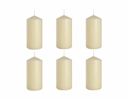 Stumpenkerzen Elfenbein Säulenkerzen Blockkerzen, Durchmesser 6 cm, Höhe 12 cm, geruchsneutral, lange Brenndauer 38h, Set 6 Stück (1 Box) - 1