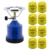 T24 CAMPINGKOCHER BLAU / Kohleanzünder / Solider Körper aus Plastik / Gaskocher Notfallausrüstung Stromausfall / Camping / Gaskocher mit Gaskartuschen(Blau mit 8 x Gas) - 1