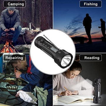 Taschenlampe Kurbel Campinglampe, DAB/DAB+/UKW Kurbelradio, Notfallradio mit 3000mAh Wiederaufladbare Powerbank,USB-Handy-Lader,SOS Alarm,Solar Radio für Camping Ourdoor - 8