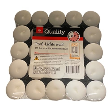 TGQ Teelichter 100er Pack Gastronomie Kerzen Teelicht 8 Stunden Brenndauer - 3