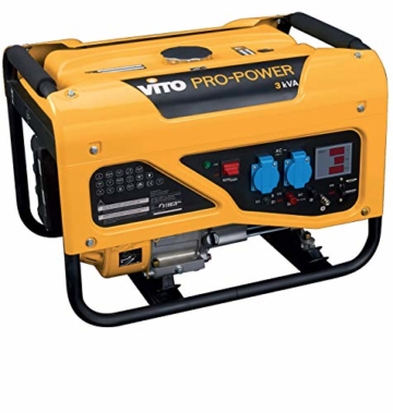 VITO 3kVA 2.5kw Dauerleistung 2700 Watt max. Benzin Stromerzeuger 6.5PS, 16A, 2x230V, Lpa 69dB, 15l Tank, Camping Generator, AVR, Ölsensor, Laufzeit bis zu 13h Notstromaggregat (2.5kW 230V) - 1