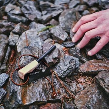 BUSHGEAR Woodz - Feuerstahl mit Handmade Griff - 8, 10 oder 12 mm Dicke - Traditioneller Feuerstarter für Outdoor und Bushcraft Abenteuer (Normal) - 7