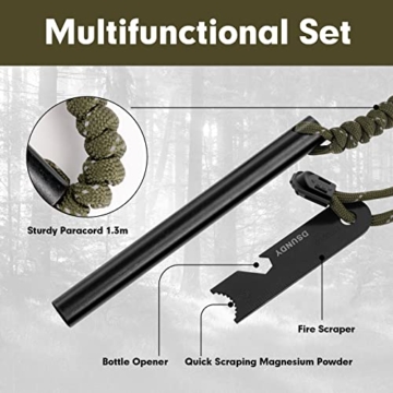 DSUNDY Feuerstahl Outdoor XXL - Ø13mm Länge 13cm Survival Feuerstein Outdoor Feuerstahl Feuerstarter Set Premiumqualität Bushcraft & Camping… - 6