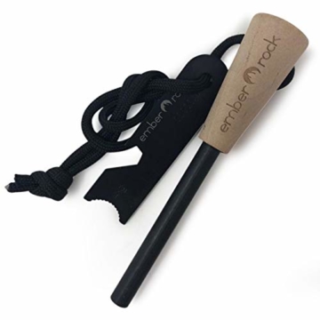 Ember Rock Feuerstahl Survival Outdoor Ausrüstung – Feuerstarter, Feuerstab & Feuerschläger mit Magnesiumstab in Premiumqualität – Feuereisen mit Feuerstein für Jede Überlebensausrüstung - 1