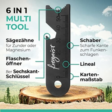freigeist Feuerstahl | Feuerstein mit Handgefertigtem Holzgriff für noch besseren Funkenflug | Firestarter | Feuerstarter + Zunder für Feuerstahl Outdoor + Paracord + Notfallpfeife + Beutel - 5