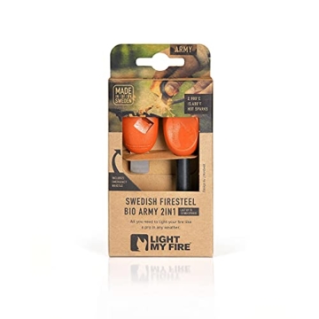 Light My Fire Feuerstahl XXL Army - Feuerstahl Outdoor mit 12.000 Zündungen - ⌀1cm Ferro Rod - Feuerstein Survival Set aus Schweden - Camping Feuerstein Outdoor - Magnesium Feuerstarter Set - 7