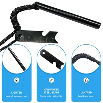 Newaner Feuerstahl XXL Feuerstarter aus Flintstahl, Magnesium feuerstarter mit Paracord, Stahlschabermit Skalamit Flaschenöffner, Feuerstarter für Camping, Outdoor und Survival(1 Pack) - 4