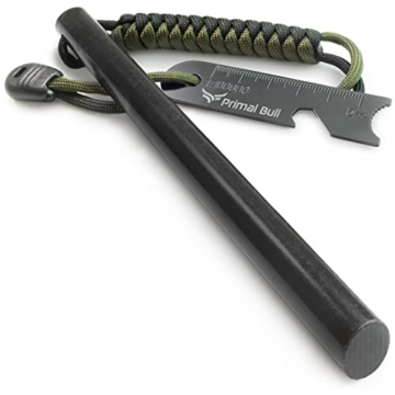 Primal Bull Feuerstahl mit Paracord Griff - 15 cm lang, Ø12,7 mm - Extreme Funken, Firesteel Outdoor Feuerstarter Survival Gear XXL - 1