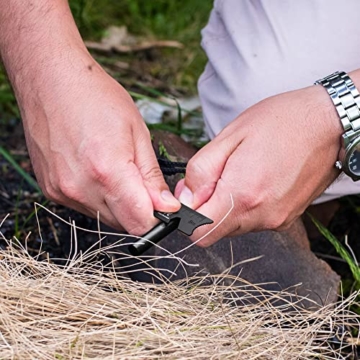 WOLFGANGS Feuerstahl Outdoor XXL - Feuerstein Survival mit extra starkem Paracord - Outdoor Feuerstarter Survival - Outdoor Firestarter extrem langlebig - Starker Funkenflug Feuer bei jedem Wetter - 7