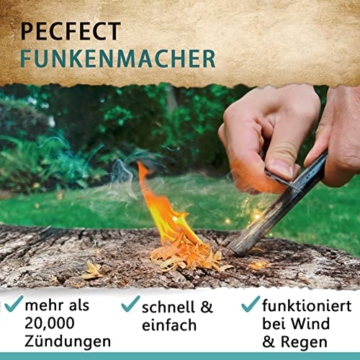 130mmx13mm Feuerstarter Feuerstein Firesteel Set mit Paracord + Schaber für Outdoor Camping (Schwarz) - 2